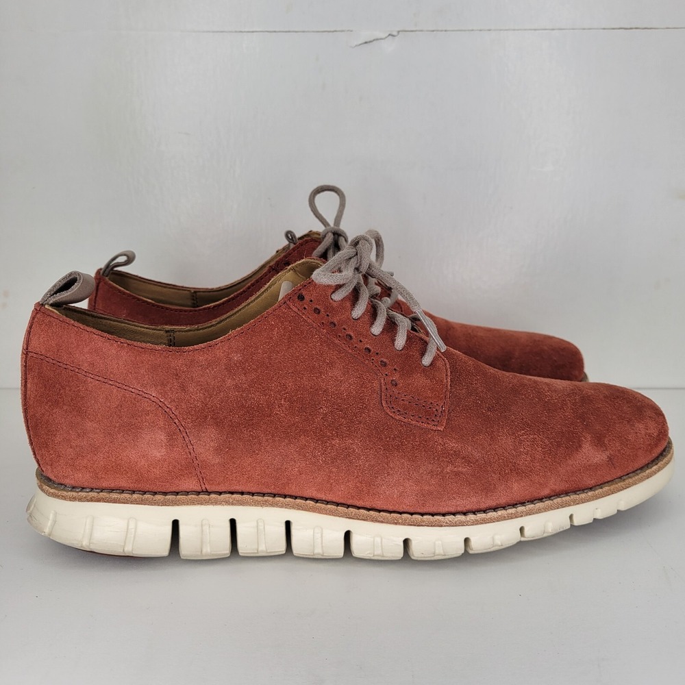 Cole Haan ZeroGrand Plain Oxford Sneakers Red Orange Suede Shoes Mens‎ 8.5 M